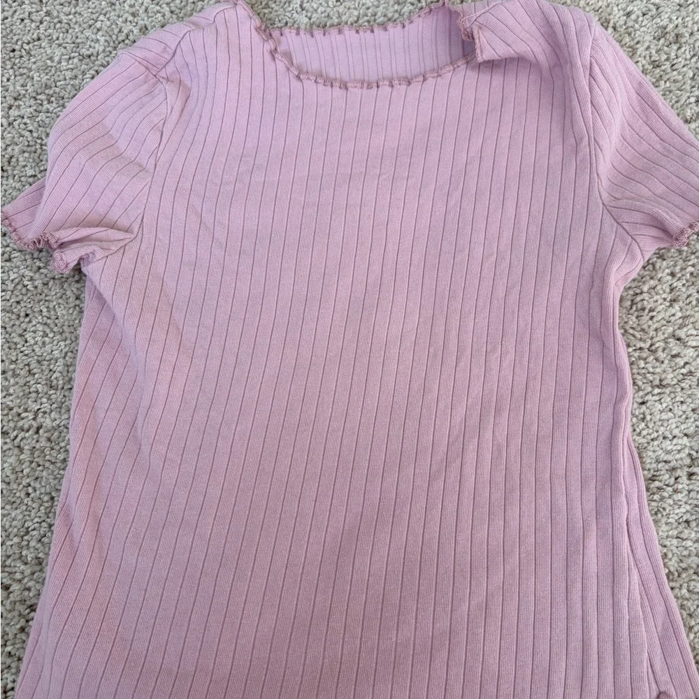 Old Navy Jean Shorts size 10 with Shein Girls Blush Ribbed Knit Top Size 9